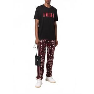 NEW AMIRI printed bandana fleece pants in red black
